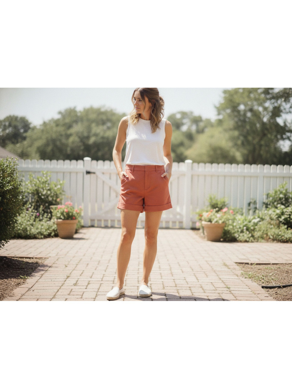 Spanx Women's Rust Orange Chino Style Shorts Size S